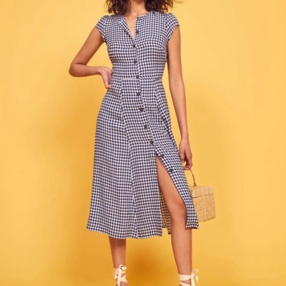 Reformation Fauna Gingham Plaid Midi Dress 12